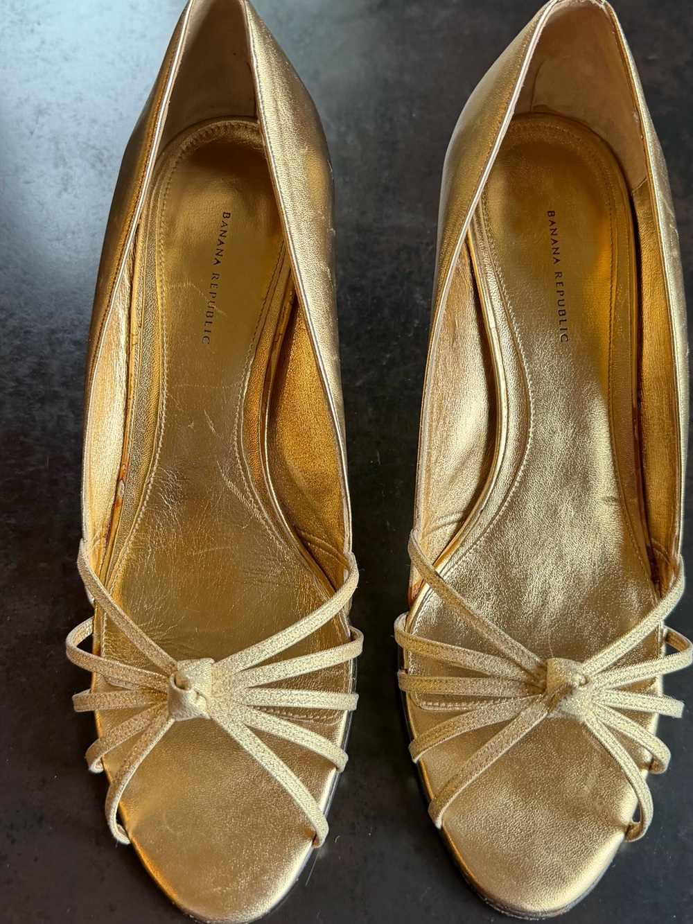 Banana Republic Gold Peep-Toe Heel